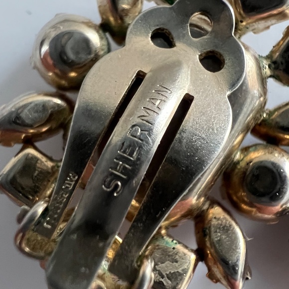 Vintage Sherman Clip On Earrings Emerald Cut Rare - Picture 7 of 14